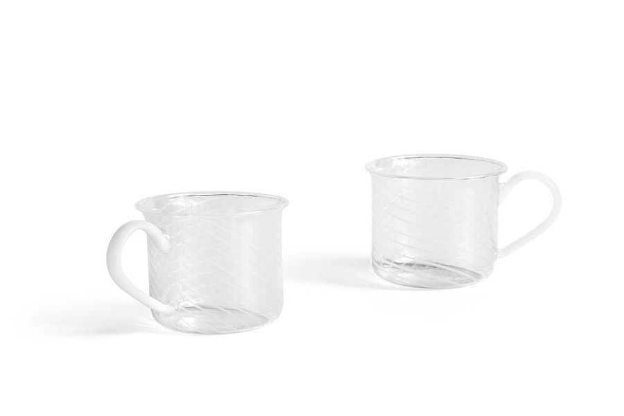 Koti HAY | Borosilicate Kuppi 2Kpl Setti, White Swirl