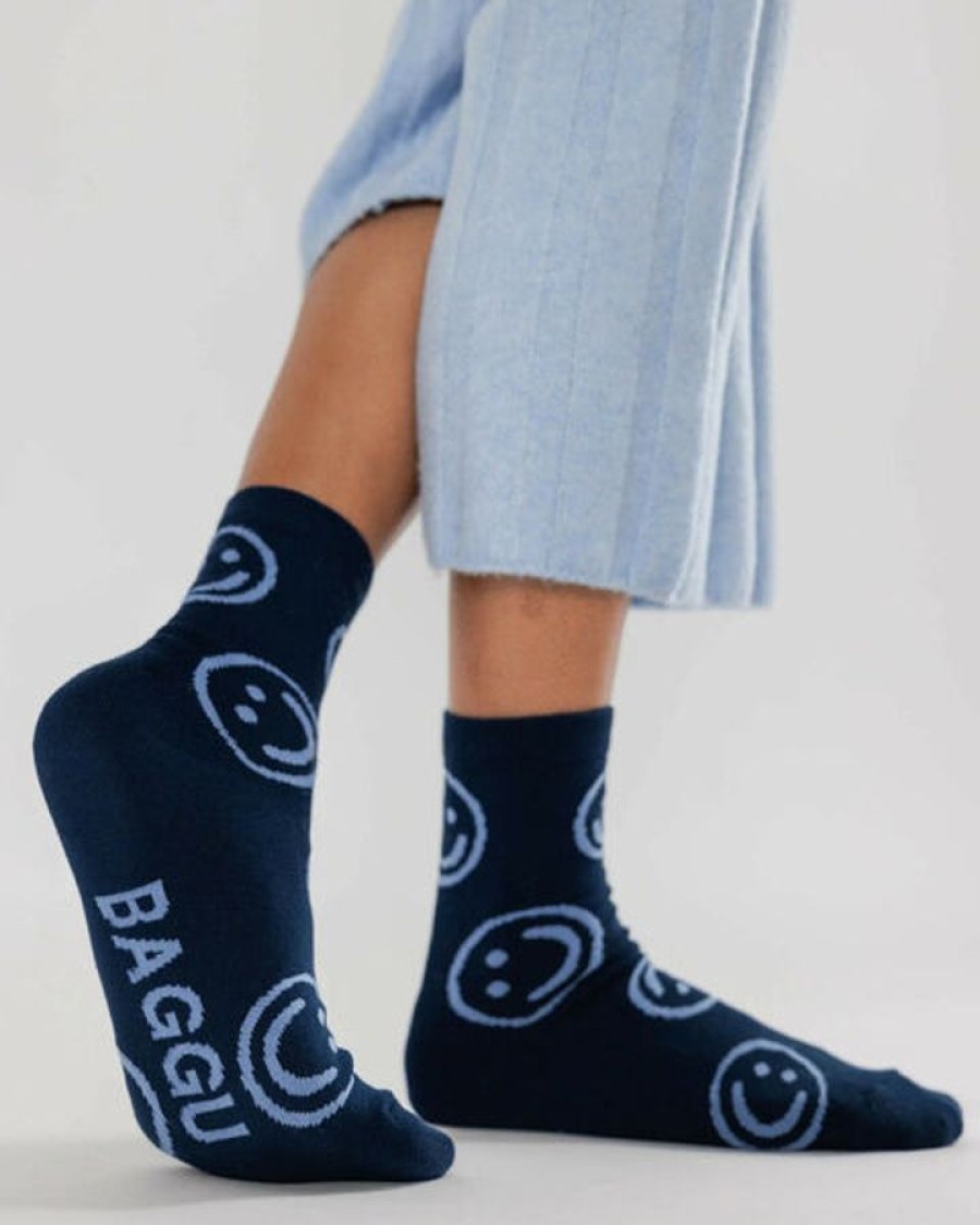 Asusteet BAGGU | Crew Sock, Navy Happy