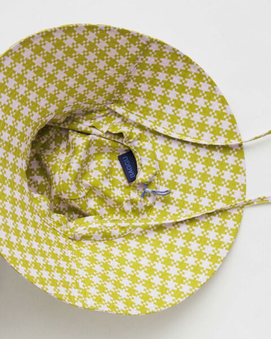 Asusteet BAGGU | Soft Sun Hat, Pink Pistachio Pixel Gingham