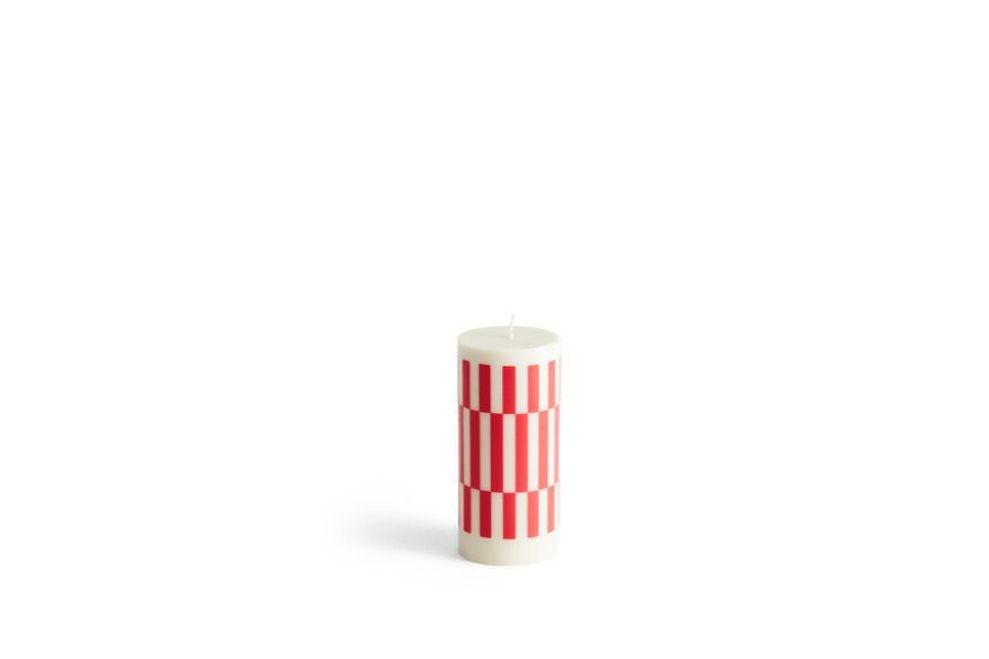 Koti HAY | Column Candle, Small, Off -White & Red