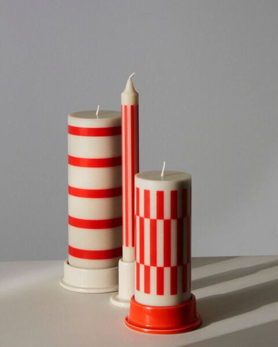 Koti HAY | Column Candle, Small, Off -White & Red