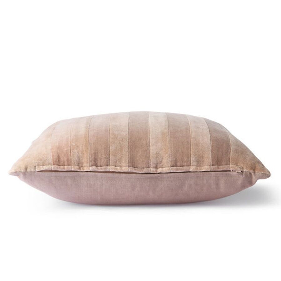 Koti HKliving | Raidallinen Samettityyny 45X45, Beige/Liver