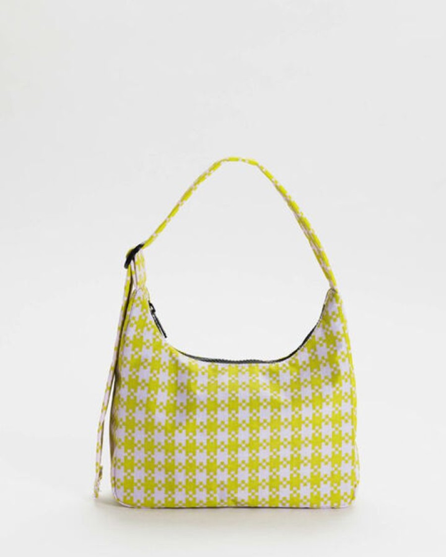 Asusteet BAGGU | Mini Nylon Shoulder Bag, Pink & Pistachio Pixel Gingham