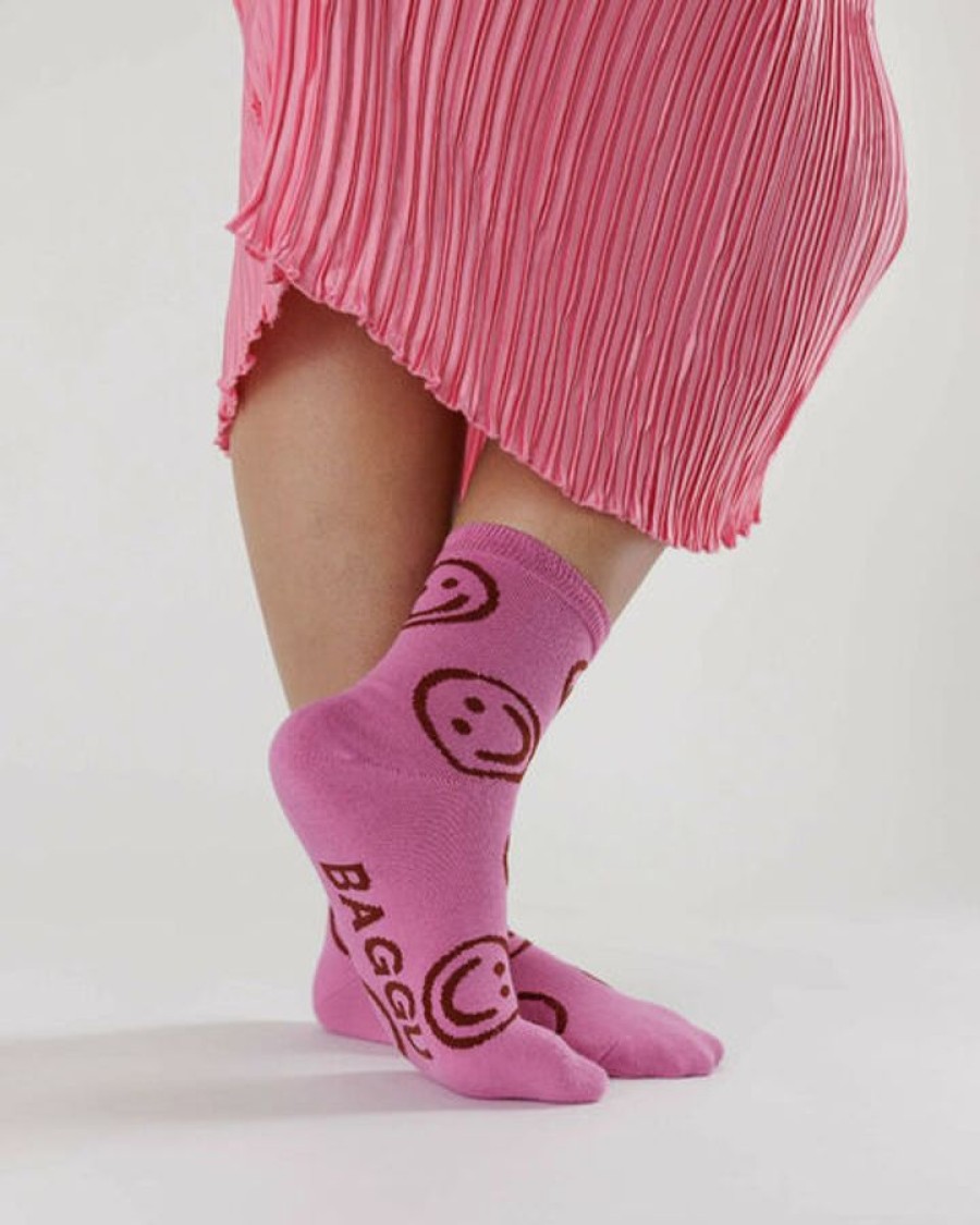 Asusteet BAGGU | Crew Sock, Extra Pink Happy