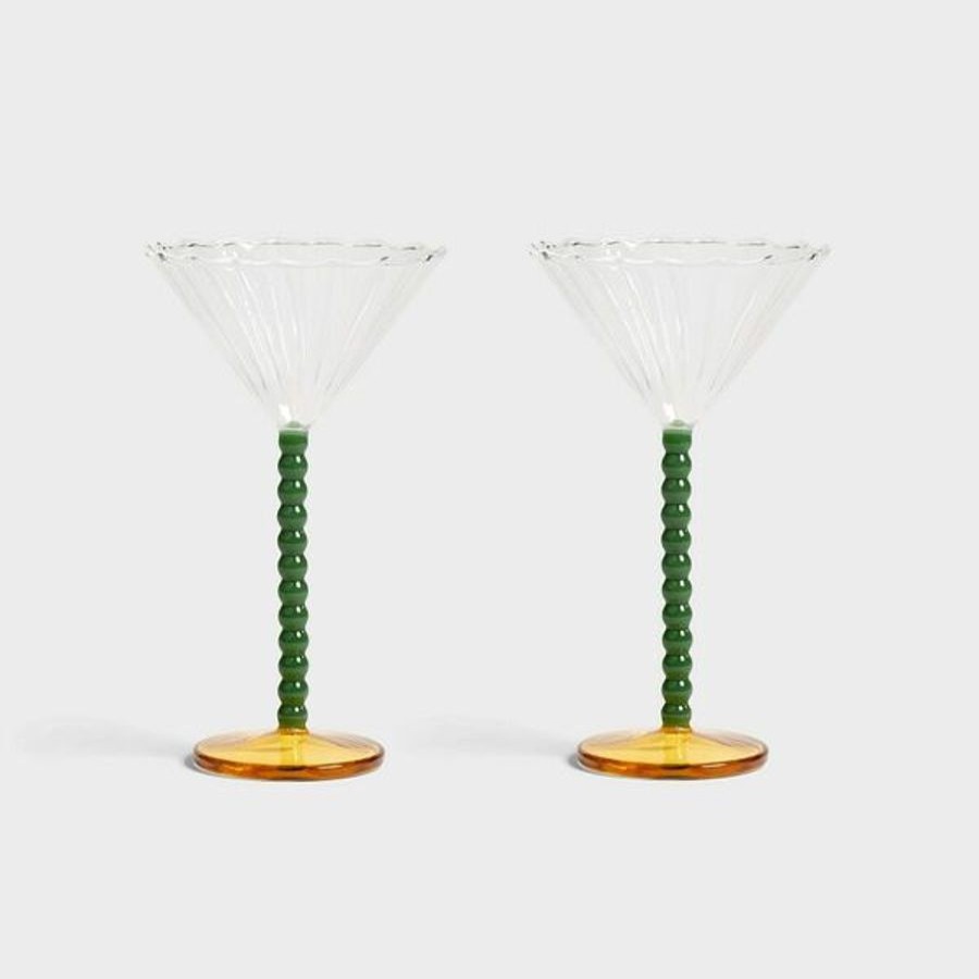 Koti &Klevering | Coupe Perle Set Of 2, Vihrea-Keltainen