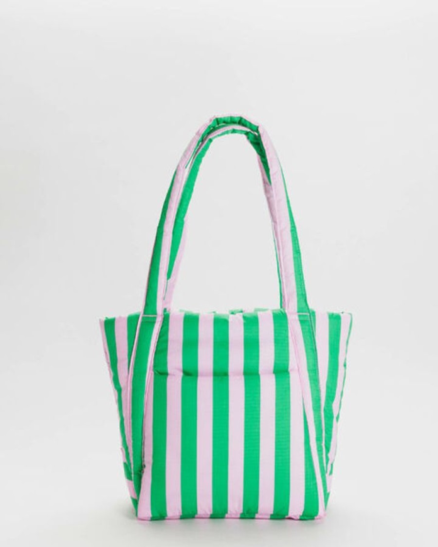 Asusteet BAGGU | Puffy Mini Tote, Pink Green Awning Stripe