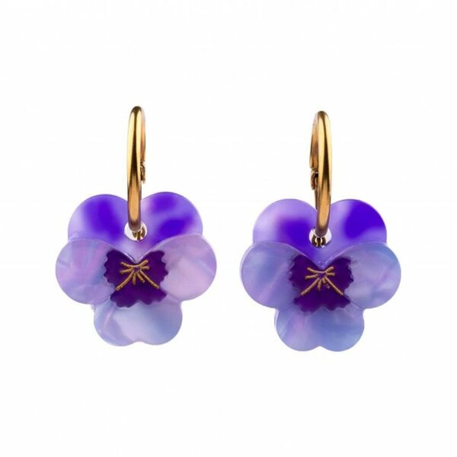 Korut Coucou Suzette | Purple Pansies Earrings