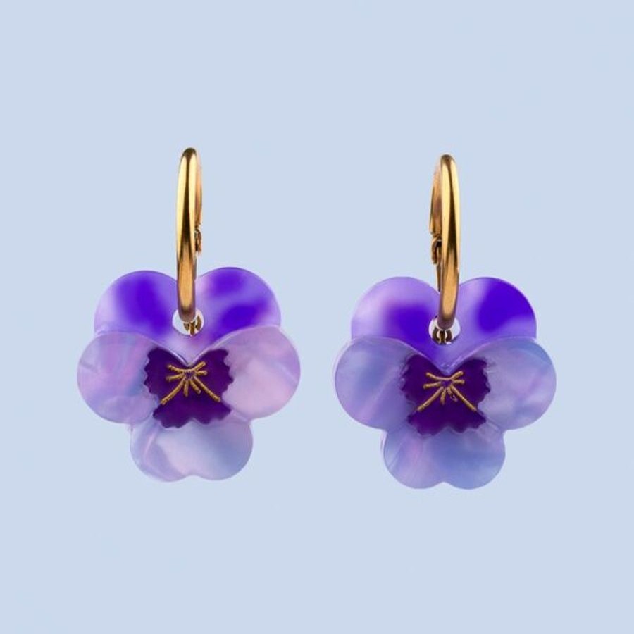 Korut Coucou Suzette | Purple Pansies Earrings