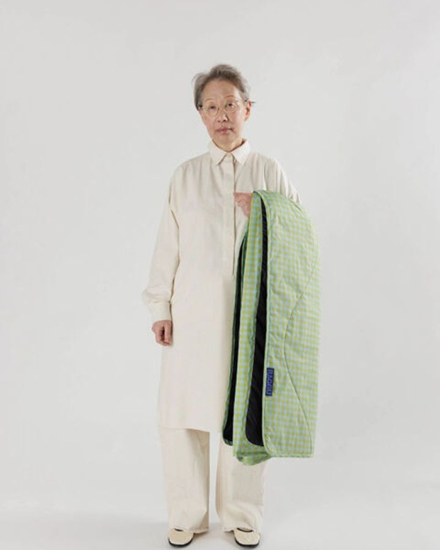 Asusteet BAGGU | Puffy Picnic Blanket, Mint Pixel Gingham